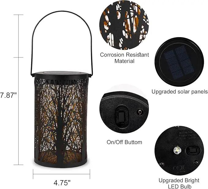 Solar Lanterns for Outdoor Waterproof, Hanging Solar Lights Gifts for Women Mom, Tree Lantern Hanging/Standing for Patio, Lawn, Tabletop, Garden Decorative LED Lantern Black Tree by GreenHaven Gardens