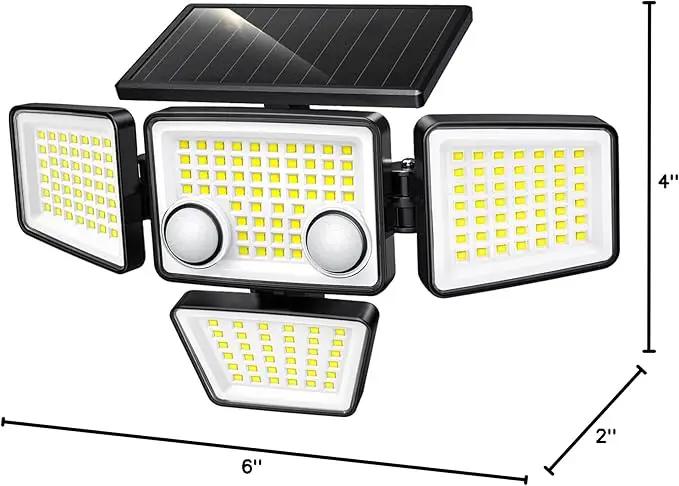 Solar Outdoor Lights - 3000LM 188 LED Motion Sensor Outdoor Lights, 4 Heads IP65 Waterproof Powered Security Flood Lights, 270°Wide Lighting Angle Wall Light with Sensors for Backyard Yard by GreenHaven Gardens