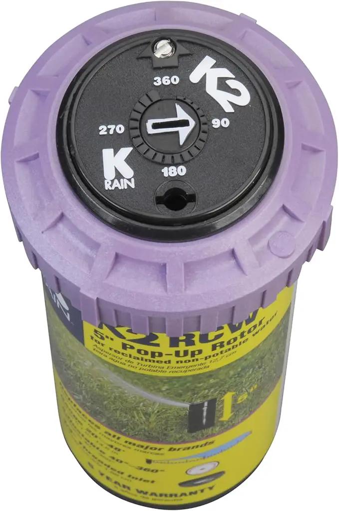 K Rain K2 RCW 3/4" Female Inlet 5" Pop-Up | 2.5 GPM Single Stream Nozzle | 40° - 360° Arc Spray Pattern | for Reclaimed Water by GreenHaven Gardens