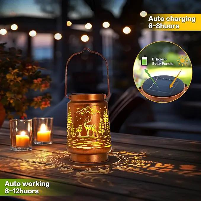 Solar Lanterns Outdoor Garden Decor, Gifts for Women, Mom, Grandma, Birthday, Thanksgiving, Decorative Waterproof Hanging Metal LED Light for Yard, Patio, Lawn, Landscape, Backyard (Deer) by GreenHaven Gardens