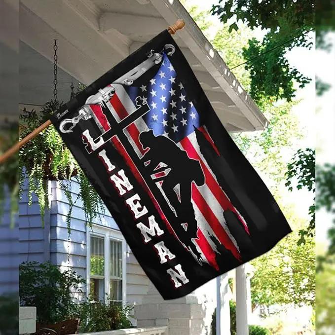 Flags-Lineman Flag MLH896F, Garden Flag (11.5" x 17.5")-USA House Garden Flags Premium Polyester-Decorative Outdoor Flags by GreenHaven Gardens