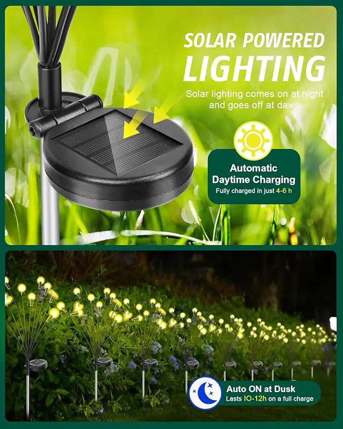 Solar Garden Lights 2024 Upgraded 40 LED Firefly Lights Solar Outdoor Sway by Wind for Patio Pathway Decoration 2+8 Warm White (Bees 4 Pack)… by GreenHaven Gardens