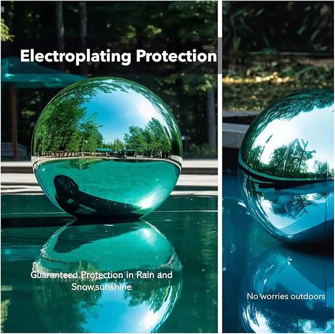 10 Inch Stainless Steel Gazing Globe,v2croft Hollow Ball Mirrored Surface Polished Shiny Sphere,Garden Stainless Steel Gazing Ball for Outdoor Lawn Pond Yard Ornament(Light Blue) by GreenHaven Gardens