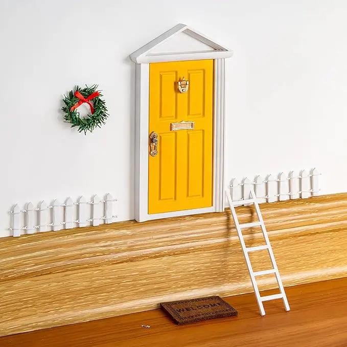 Wooden Yellow Fairy Door - Miniature Elf Door… by GreenHaven Gardens