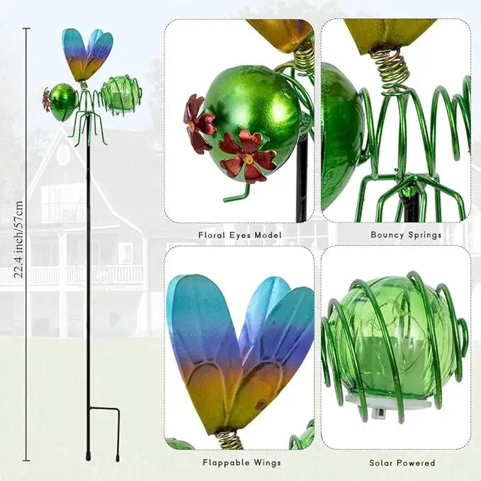 Insects Solar Garden Lights, 22.4" H Butterfly & Bee & Dragonfly & Ladybug Solar Stake Light, 4 Pcs Outdoor Statues Figurine Lights for Spring Garden Lawn Patio Yard Decoration by GreenHaven Gardens