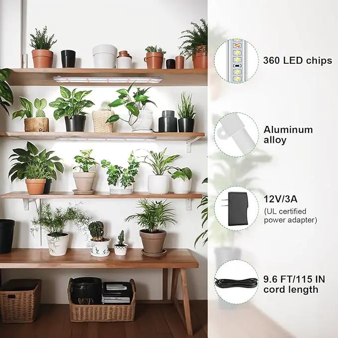 Wiaxulay Grow Lights for Indoor Plants, 360 LEDs Full Spectrum Plant Grow Light, 6 Bars/16 in Grow Light Strip with Auto Timer 6/12/16 Hrs, 3 Switch Modes, 5 Dimmable Levels for Hydroponics Succulent by GreenHaven Gardens