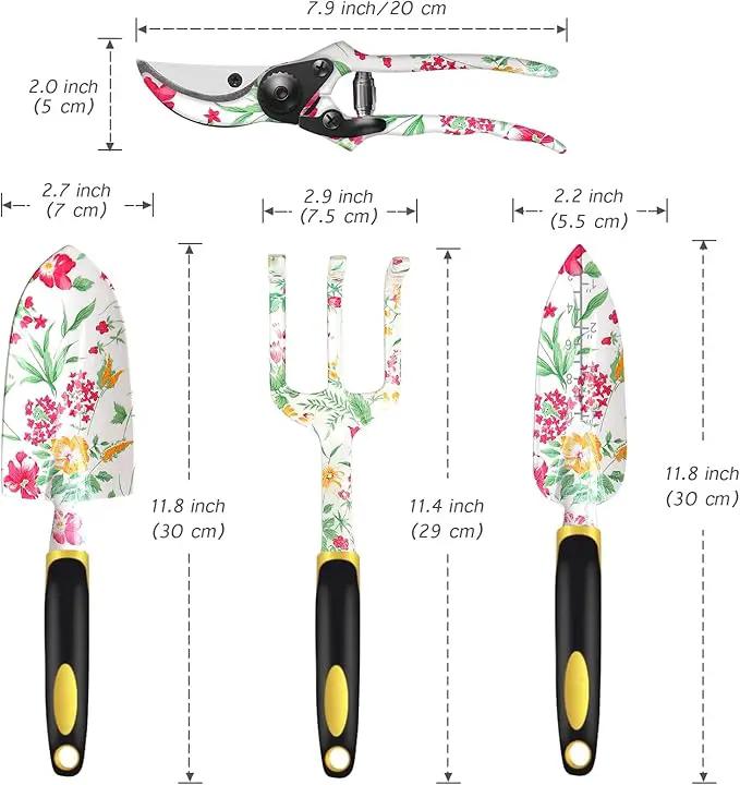 Garden Tools Set, Aluminum Alloy Garden Hand Tool 5 Piece Gardening Tools with Hand Rake, Hand Weeder, Transplant Trowel, Pruning Shears and Gardening Gloves for Outdoor Gardening Work by GreenHaven Gardens