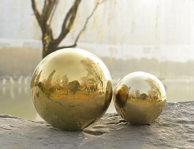 Nerien Gazing Ball, Stainless Steel Garden Mirror Globe, Polished Ornament Sphere, Hollow Floating Reflective Hemisphere, for Home Outdoor Pond Housewarming Swimming Pool Decoration, Silver, 5Pcs Mix by GreenHaven Gardens