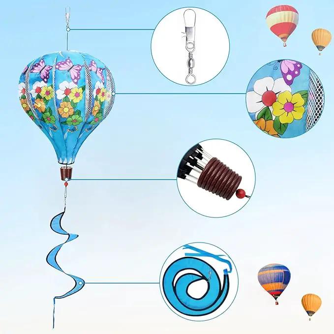 Giant Rainbow Butterfly Hot Air Balloon Garden Wind Spinners Large Pinwheels Lawn Yard Catchers Ornaments Windmills Outdoor Hanging Decor Whirligigs Wind Hanging Windsock 2Pack by GreenHaven Gardens