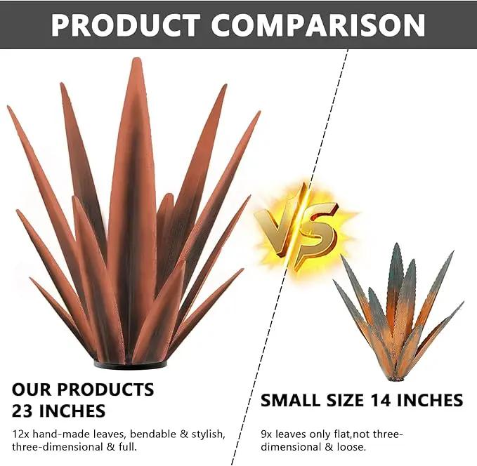 Enlarge Metal Plants Tequila Rustic Sculpture, Outdoor Patio Yard, Home Decor Hand Painted Agave Garden Statue, Outdoor Lawn Ornaments Yard Stakes for Mom Gift (1 Large coppery) by GreenHaven Gardens