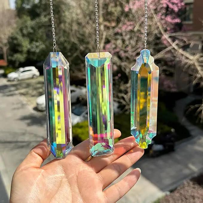 3PCS 5" Large Crystal Sun Catcher Prisms, Hanging Suncatchers with Glass Prism, Rainbow Maker for Room, Windows,Garden,Fantasy Aesthetic Home Decor. (YGBS01) by GreenHaven Gardens