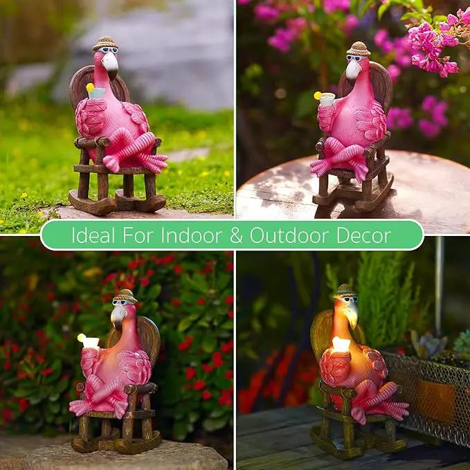 Goodeco Solar Flamingo Statue Outdoor - Perfect Relaxing Fairy Garden Gifts, Great as Birthday or Mom Gifts - 8.1 inches Tall, Pink by GreenHaven Gardens