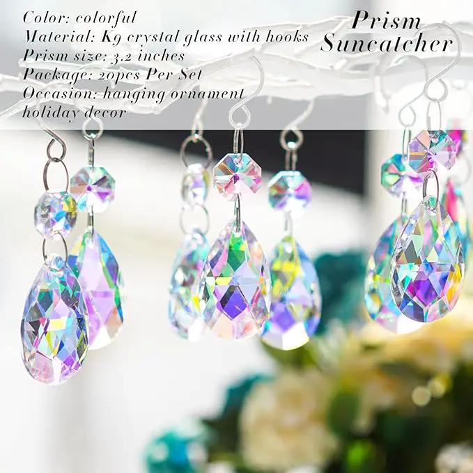 20Pcs Chandelier Crystals,38mm Colorful Teardrop Crystal Chandelier Pendants Parts Beads,Hanging Crystals for Chandeliers by GreenHaven Gardens