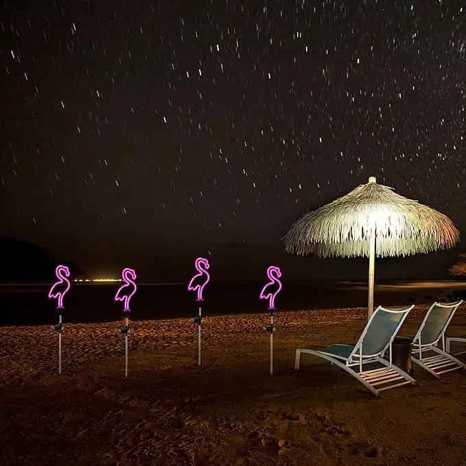 Pink Flamingo Solar Garden Stake Lights, [Set of 2] Outdoor Solar Pathway Light for Lawn Patio Yard Walkway, Neon Pink Lighting (30" Height) by GreenHaven Gardens