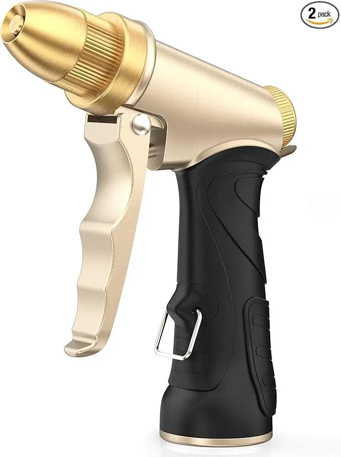 RAINPOINT Heavy Duty Metal Spray Nozzle for Garden Hose, High Pressure Garden Hose Nozzle with Adjustable Spray Patterns for Watering Plants, Car Washing, and Pet Showering (2 pcs) by GreenHaven Gardens