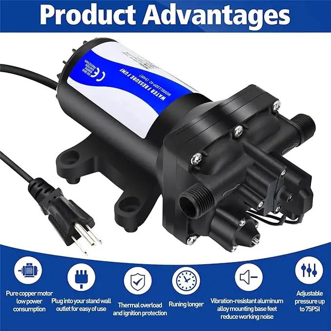 Water Pressure Booster Pump 110v Diapphragm Pump Inline Water Pump 75psi 5.5 GPM Self Priming RV Water Pump for Kitchen, Bathroom, RV, Marine Yacht, Caravan, Garden by GreenHaven Gardens