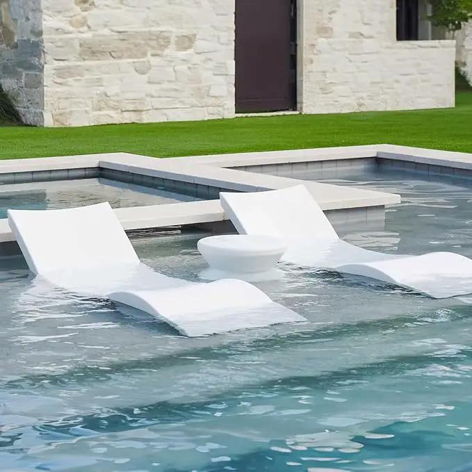 Oasis Chaise Lounger Set - Includes 2 Chaises + 1 Side Table (no Hole) - Inside Pool & Sun Shelf Lounge Chair - Designed for Shallow Shelves Up to 9” - No Metal - Safe for All Pools - All Weather by GreenHaven Gardens