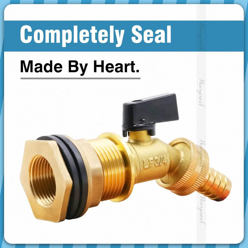 spigot for rain barrel parts kit, brass water barrel spigots accessories for 55 gallon bucket, garden hose connector adapter bulkhead fitting, 1-1/4 inch O.D. inlet & 5/8 inch barb O.D. by GreenHaven Gardens