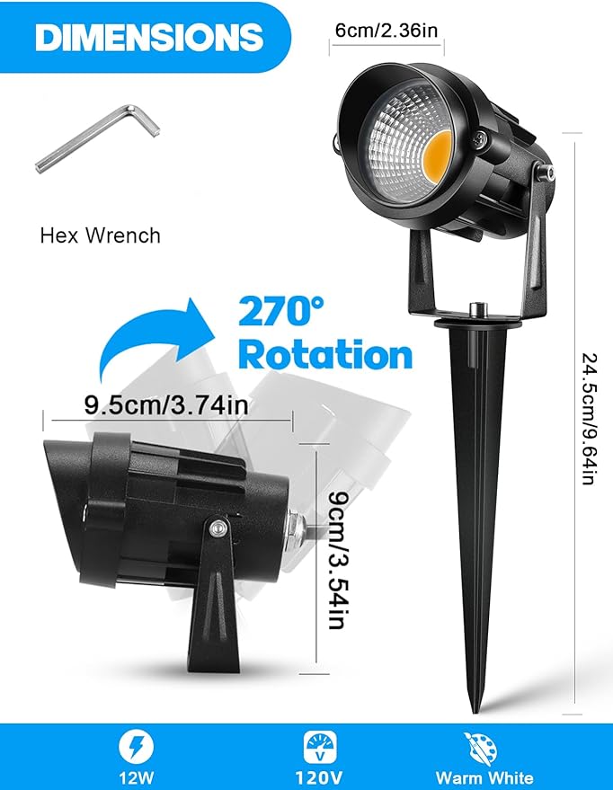 Christmas Spotlight Outdoor 12W RGBW LED Color Changing Landscape Lights with Remote Control 120V Waterproof Plug in Spot Lights outdoor Landscape Light for Tree Yard Garden Christmas, 4 Packs by GreenHaven Gardens