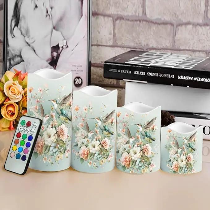 Ystardream Battery Operated LED Candles Set of 4 with Remote Control Timer Dancing Flame Pillar Candles Home Table Coastal Decorations by GreenHaven Gardens
