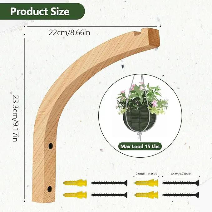 FGSAEOR Plant Hanger, Wall Planters for Indoor Plants, Wooden Wall Mounted Hanging Plant Hooks, Basket Hooks for Lanterns, Flower Bracket, Wind Chimes, Decoration (2-Pack,8-Inch) by GreenHaven Gardens