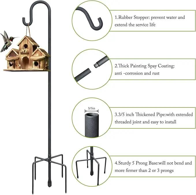 Shepherd Hooks 79 Inch Adjustable for Bird Feeder Lantern Plant Hook Garden Stake Plant Stand Hanger for Outdoor Flower Basket, Bird Feeder Hanger Weddings Decor by GreenHaven Gardens