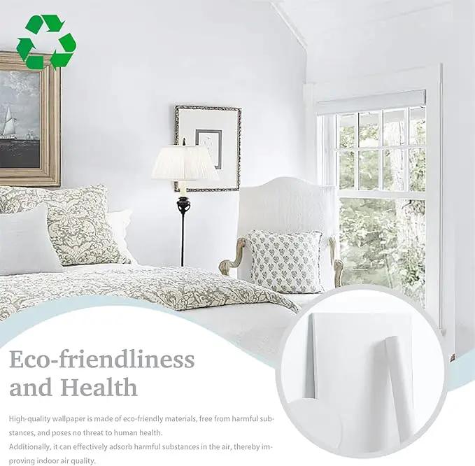 Dimoon 236''x17.7'' White Thicken Peel and Stick Wallpaper Contact Paper Modern Self Adhesive Wall Paper Removable Renter Friendly Textured Solid Color Vinyl Roll (236''x17.7'',White Thicken) by GreenHaven Gardens