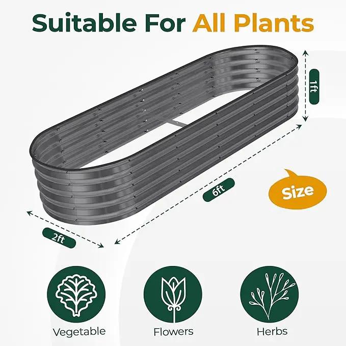 Utopia Home Galvanized Raised Garden Bed, 6 by 2 by 1 feet Lightweight Planter Boxes Outdoor with Easy Assembly, Large Garden Bed for Vegetables, Fruits, Flowers, Dark Grey by GreenHaven Gardens