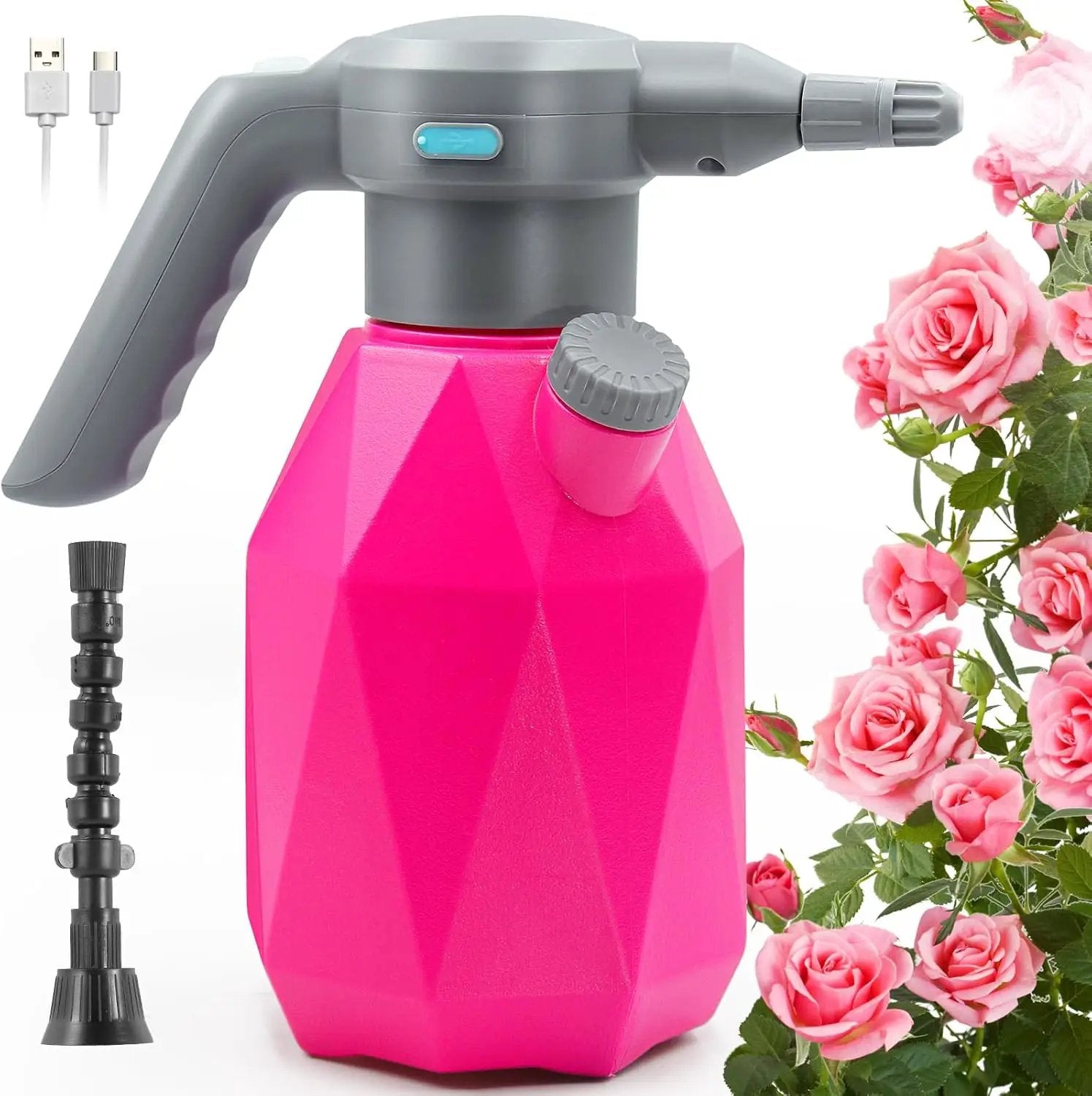 0.5 Gallon Electric Spray Bottle Plant Mister for Indoor/Outdoor Plants, 2L Automatic Watering Can Rechargeable Battery Powered Sprayer with Adjustable Spout for Garden, Fertilizing, Cleaning by GreenHaven Gardens
