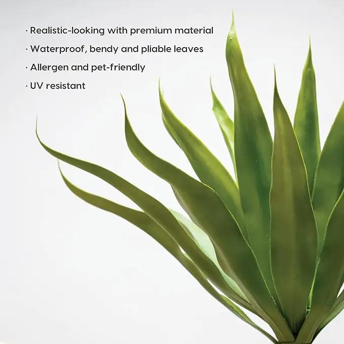 Velener Fake Agave Artificial Plant: Unpotted Fake Agave Plant for Room Decor, UV Resistant Faux Agave Plant for Outdoor/Indoor Decor, 22 inches, Set of 1 by GreenHaven Gardens