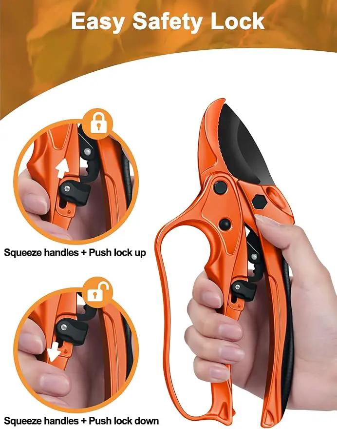Ratchet Anvil Pruning Shears for Gardening Heavy Duty, Labor-Saving Design Garden Clippers for Arthritis Weak Hands, 3/4" Cut Capacity Branch Cutter for Tree Trimming, Flower, Rose, Plant by GreenHaven Gardens
