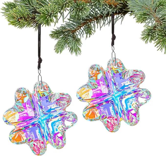HDCRYSTALGIFTS 2PCS Crystal Prisms Suncatchers for Windows Christmas Ornaments,Lucky Four Leaf Clover Rainbow Maker Hanging Prism Sun Catchers for Home Garden Decoration,45mm by GreenHaven Gardens