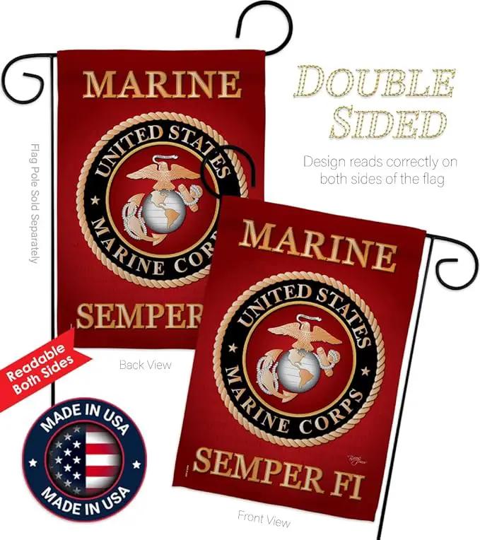 US Marine Corps Garden Flag Decor USMC Semper Fi Armed Forces Official United State Decorations Yard Military Memorabilia Banner Remembrance Wall Tapestry Retire Veteran Memorial Day Gifts Made In USA by GreenHaven Gardens