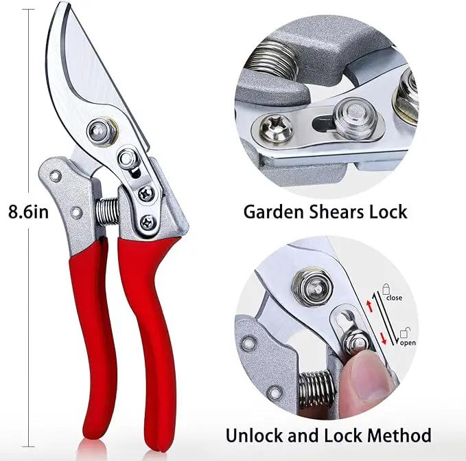 Kynup Pruning Shears, Gardening Scissors, Pruners for Gardening, Garden Grass Clippers Hand Hedge Shears, Heavy Duty Garden Tools(Red) by GreenHaven Gardens