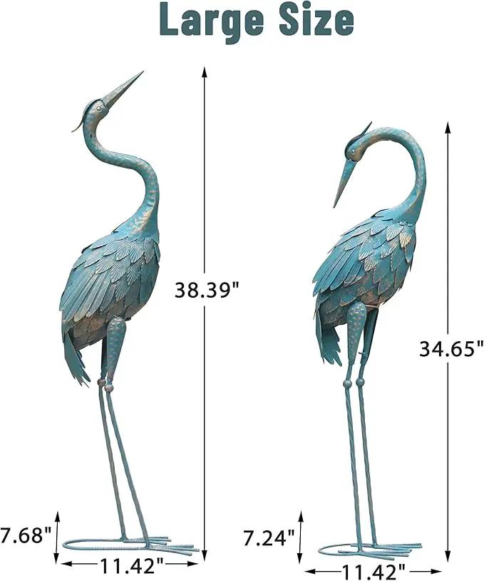 35-40 Inch Standing Garden Crane Statues for Outdoor Set of 2 Metal Birds Garden Sculptures Yard Art for Home Backyard Patio Lawn Decoration by GreenHaven Gardens