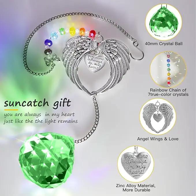 Memorial Gifts for Loss of Loved One Unique Sympathy Gifts Rainbow Sun Catcher Indoor Window Hanging Crystal Prism Grief Bereavement Gifts Ideas for Who Loss of Mom Dad (Green) by GreenHaven Gardens
