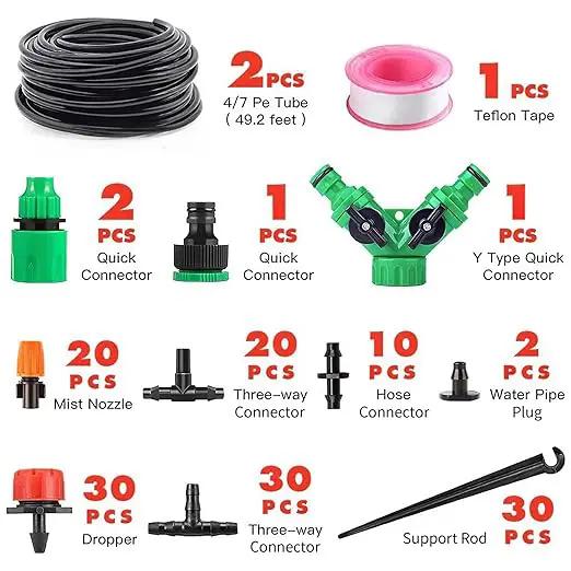 98.5FT Drip Irrigation System Kit, 149 Pack Automatic Irrigation System, Greenhouse Micro Drip Irrigation Kit for Garden Greenhouse, Flower Bed,Patio,Lawn by GreenHaven Gardens
