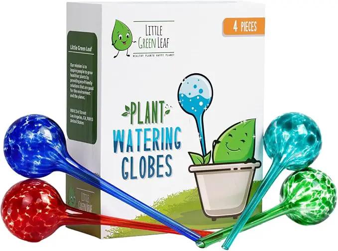 LGL Plant Watering Globes - Automatic Self Watering Globes. Decorative Self Watering Planter Inserts Made From Hand-Blown Durable Glass. Self Watering Spikes to Support Plant Health. 4 Pack, Jumbo. by GreenHaven Gardens