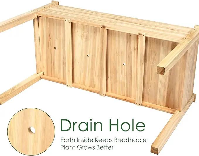 Giantex Raised Garden Bed Kit Elevated Planter Box for Vegetables Fruits Herb Grow, Heavy Duty Natural Cedar Wood Frame Gardening Planting Bed for Deck Patio Yard, 49.5"X23.5"X30.0" by GreenHaven Gardens