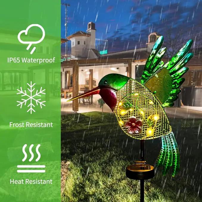 dreamysoul Outdoor Solar Garden Lights, Metal Hummingbird Garden Stake Lights for Outdoor Garden Patio Yard Pathway by GreenHaven Gardens