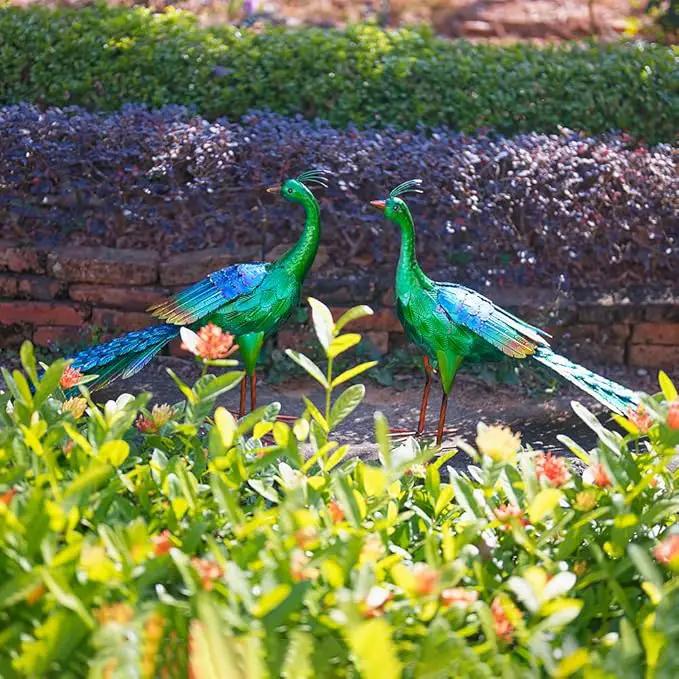 DREAMSOUL Peaock Garden Statues Metal Garden Sculptures & Statues Peacock Statue for Patio Yard Gift by GreenHaven Gardens