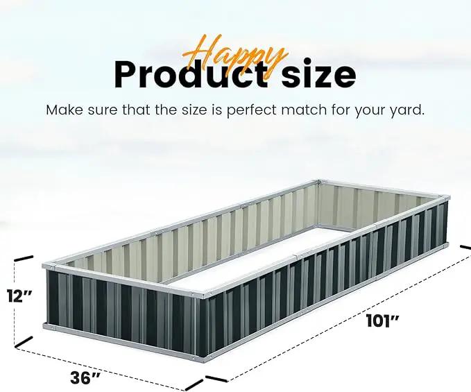 KING BIRD Raised Garden Bed 101" x 36" x 12" 4 Installation Methods for DIY Galvanized Steel Metal Planter Kit Box with 2 Pairs of Gloves (Dark Grey) by GreenHaven Gardens