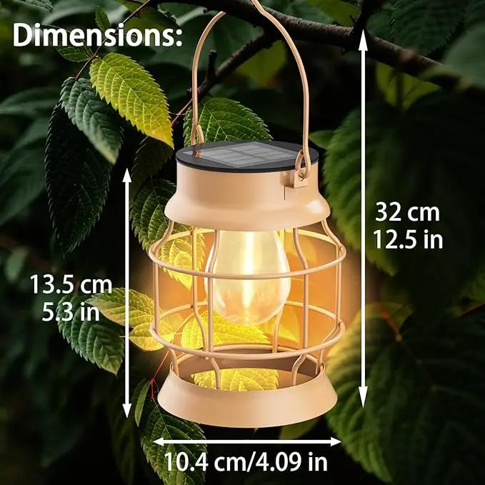 2 Pack Solar Outdoor Lights Metal Hanging Solar for Outside Lights Outdoor Waterproof Retro Design with Edison Bulb Decorative for Patio Porch Fence Garden Lawn by GreenHaven Gardens
