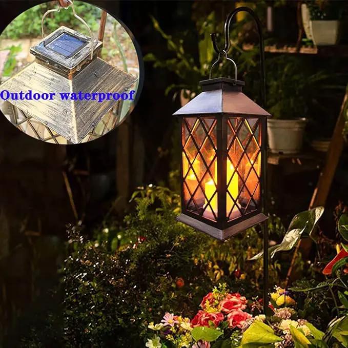 Solar Outdoor Lantern, Garden Hanging Waterproof Lanterns PVC Upgrade 3 LED Flickering Flameless Candle Decorative for Garden Women Mom Grandma Halloween Gifts (Grid Candle) by GreenHaven Gardens