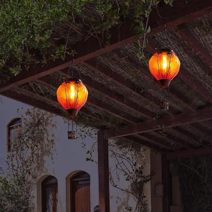 Hot Air Balloon Solar Lantern with Flickering Flame Hanging Solar Lights Outdoor Waterproof Lanterns for Garden Patio Yard Party Decoration by GreenHaven Gardens