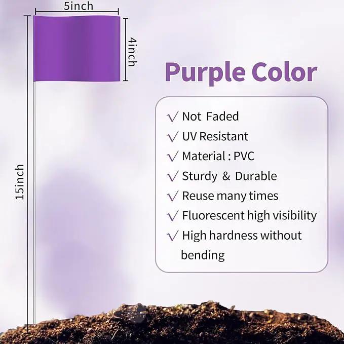 Zozen 50Pack Purple Marking Flags, Writable | 15x4x5 Inch, Yard Flags for Lawn & Irrigation & Landscape & Sprinkler & Survey & Dog Training. by GreenHaven Gardens