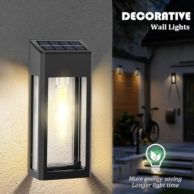 GOODFOEVER Solar Outdoor Lights Waterproof, 4 Pack Fence Lights Solar Powered with LED Bulbs, Metal Wall Lights for Garden Porch Patio Yard and Garage, Aluminum and Glass Shade (Wall Light 4 Pack) by GreenHaven Gardens