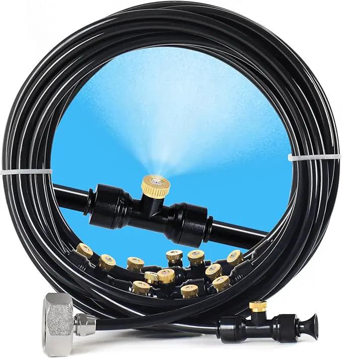 Bonviee Misters for Outside Patio, 100FT Misting Cooling System for Patio, 100FT (30M) Misting Line+28 Mist Nozzles+3/4" Brass Adapter, Pre-Assembled Garden & Greenhouse Watering System by GreenHaven Gardens
