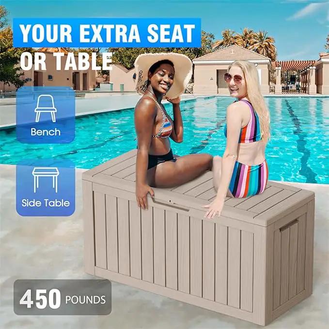 80 Gallon Outdoor Deck Box,Storage Lockable Waterproof Patio Furniture,Garden Tools,Cushions,Pool Accessories Outside Storage Resin Box(Gery) by GreenHaven Gardens