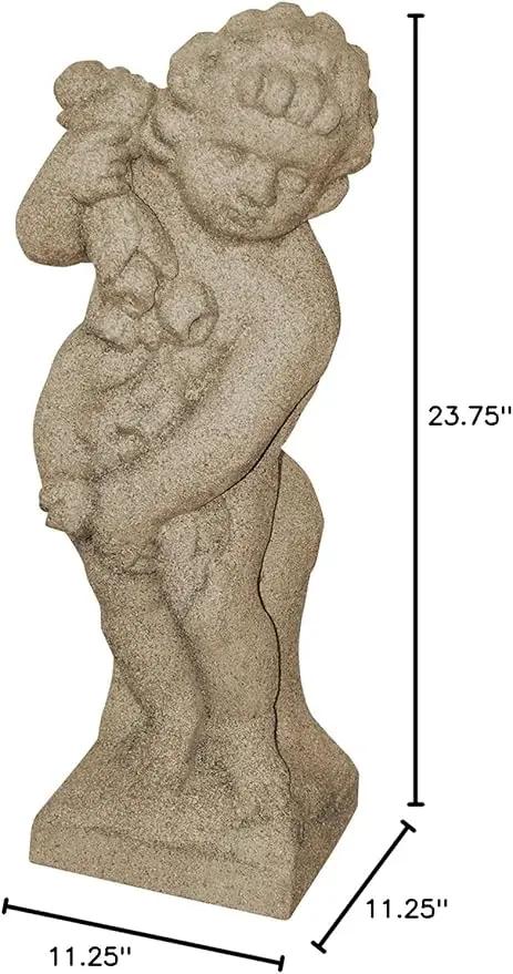 EMSCO Group Cupid Statue – Natural Sandstone Appearance – Made of Resin – Lightweight – 24” Height by GreenHaven Gardens